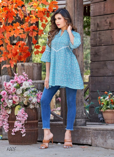 Aqua Georgette Indian Ethnic kurti with dupata