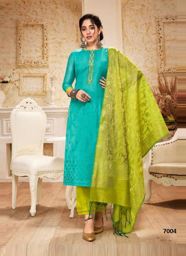 Aqua Georgette Indian women's salwar kameez with dupatta ready to wear