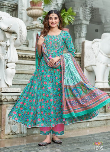 Aqua Georgette Indian women's salwar kameez with dupatta ready to wear