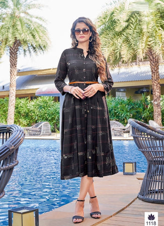 Black Georgette Indian Ethnic kurti with dupata