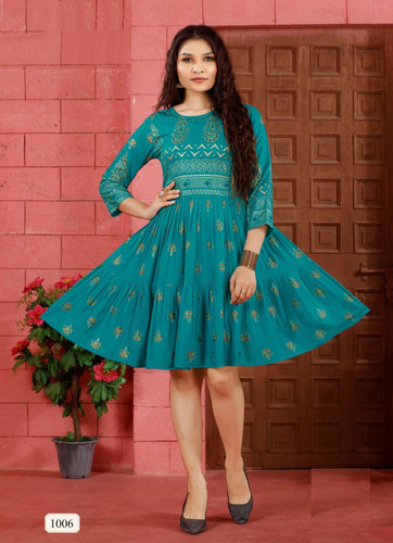 Aqua Georgette Indian Ethnic kurti with dupata