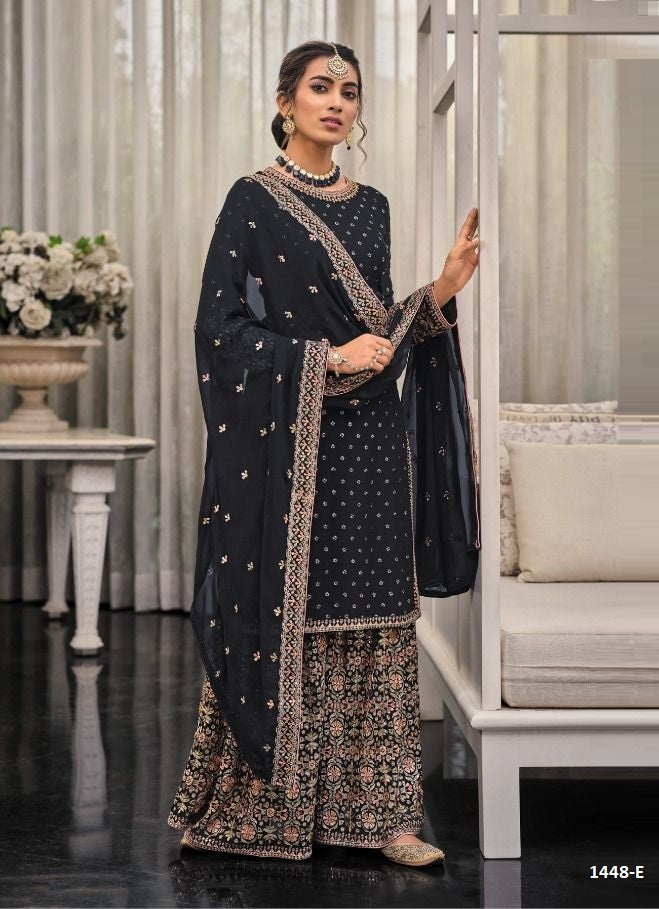 Black Georgette Indian women's salwar kameez with dupatta ready to wear