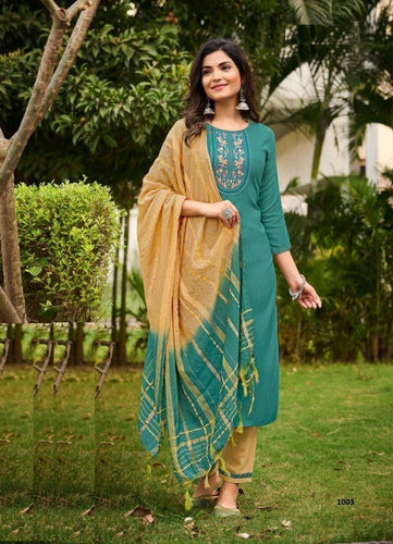 Aqua Georgette Indian women's salwar kameez with dupatta ready to wear