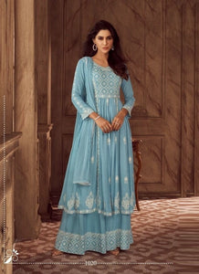 Aqua Georgette Indian women's salwar kameez with dupatta ready to wear