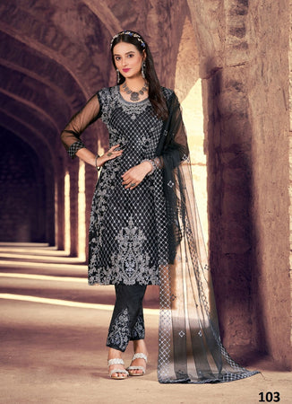 Black Georgette Indian women's salwar kameez with dupatta ready to wear