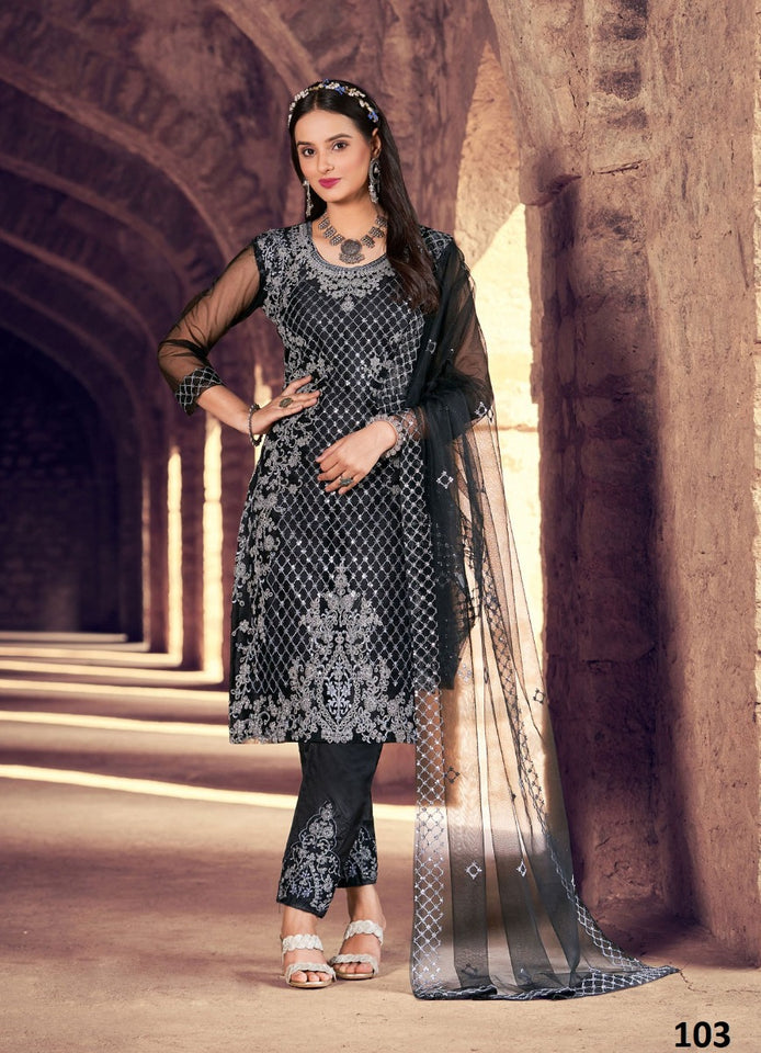 Black Georgette Indian women's salwar kameez with dupatta ready to wear