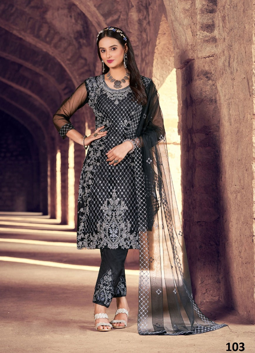 Black Georgette Indian women's salwar kameez with dupatta ready to wear
