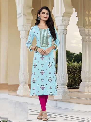 Aqua Georgette Indian Ethnic kurti with dupata