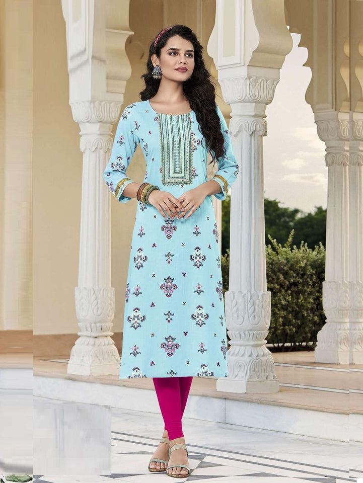 Aqua Georgette Indian Ethnic kurti with dupata