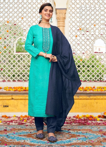 Aqua Georgette Indian women's salwar kameez with dupatta ready to wear