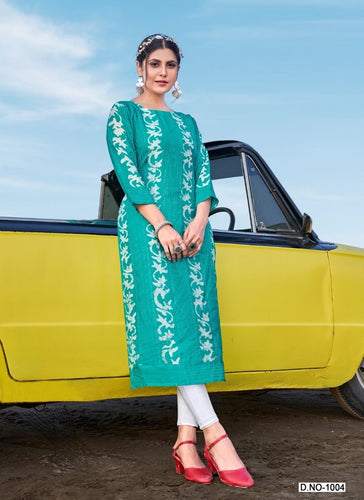 Aqua Georgette Indian Ethnic kurti with dupata
