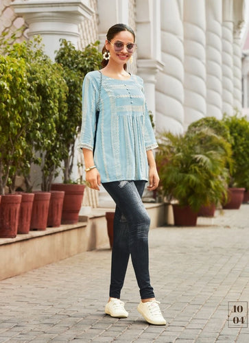 Aqua Georgette Indian Ethnic kurti with dupata