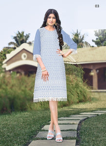 Aqua Georgette Indian Ethnic kurti with dupata