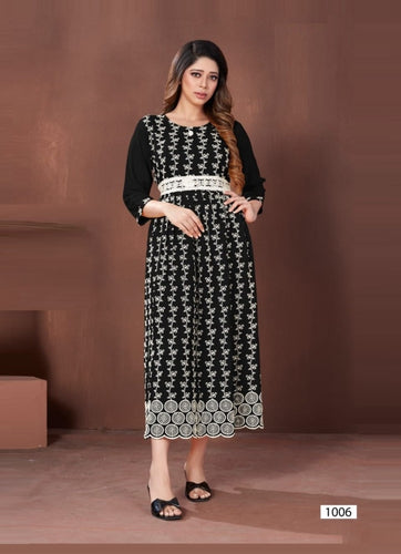 Black Georgette Indian Ethnic kurti with dupata
