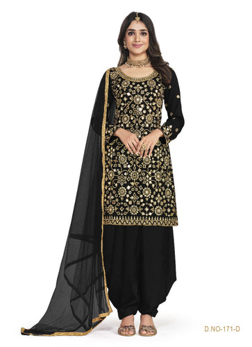 Black Georgette Indian women's salwar kameez with dupatta ready to wear