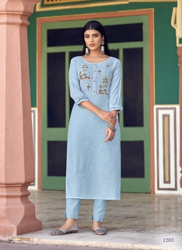 Aqua Georgette Indian Ethnic kurti with dupata