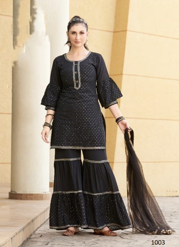 Black Georgette Indian women's salwar kameez with dupatta ready to wear
