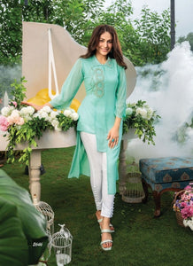 Aqua Georgette Indian Ethnic kurti with dupata