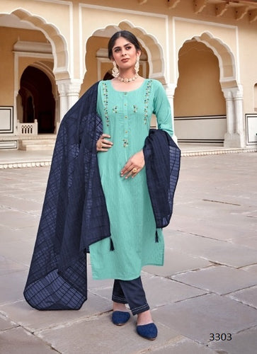Aqua Georgette Indian women's salwar kameez with dupatta ready to wear