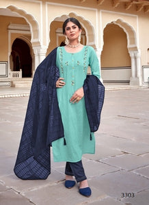 Aqua Georgette Indian women's salwar kameez with dupatta ready to wear