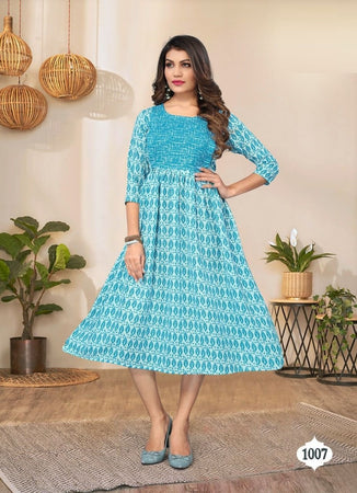 Aqua Georgette Indian Ethnic kurti with dupata