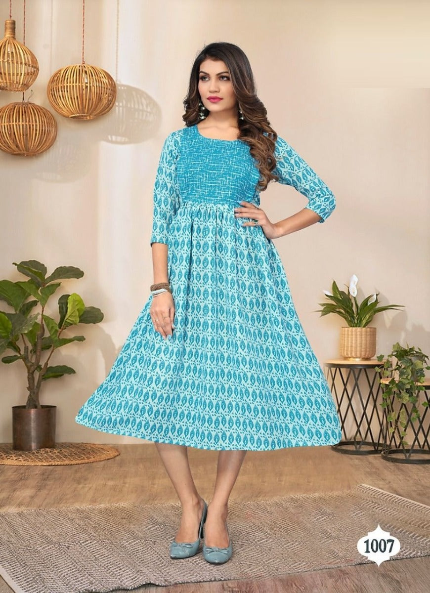 Aqua Georgette Indian Ethnic kurti with dupata