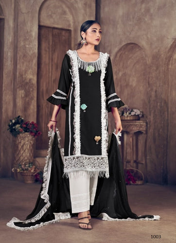 Black Georgette Indian women's salwar kameez with dupatta ready to wear