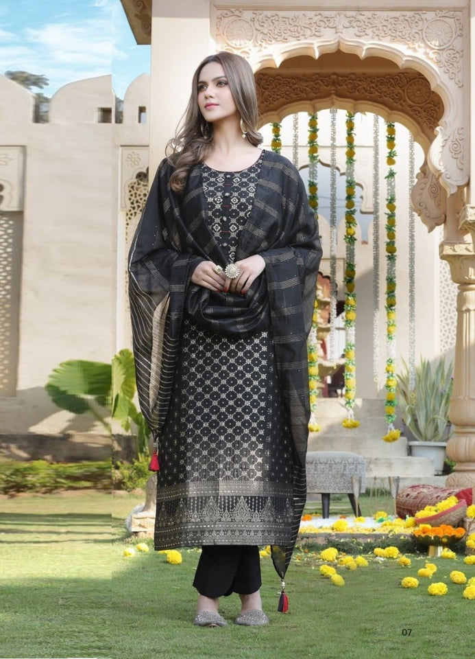 Black Georgette Indian women's salwar kameez with dupatta ready to wear