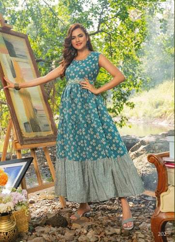 Aqua Georgette Indian Ethnic kurti with dupata