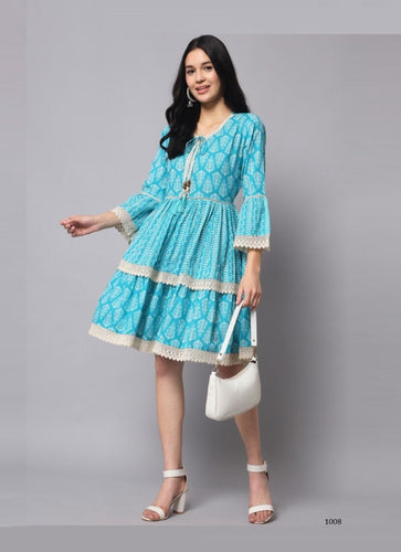 Aqua Georgette Indian Ethnic kurti with dupata