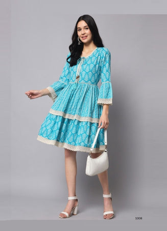 Aqua Georgette Indian Ethnic kurti with dupata