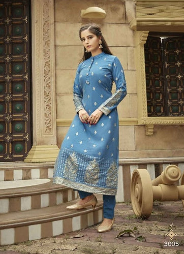 Aqua Georgette Indian Ethnic kurti with dupata