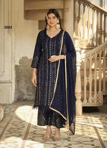 Black Georgette Indian women's salwar kameez with dupatta ready to wear