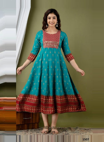 Aqua Georgette Indian Ethnic kurti with dupata