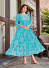 Aqua Georgette Indian Ethnic kurti with dupata