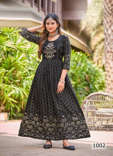 Black Georgette Indian Ethnic kurti with dupata