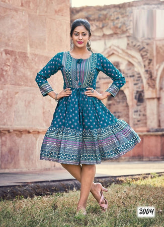 Aqua Georgette Indian Ethnic kurti with dupata