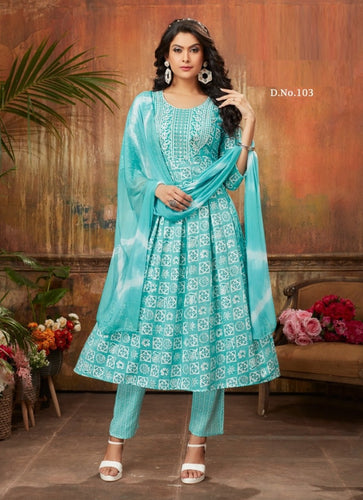 Aqua Georgette Indian women's salwar kameez with dupatta ready to wear