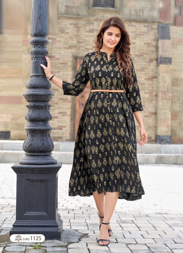 Black Georgette Indian Ethnic kurti with dupata