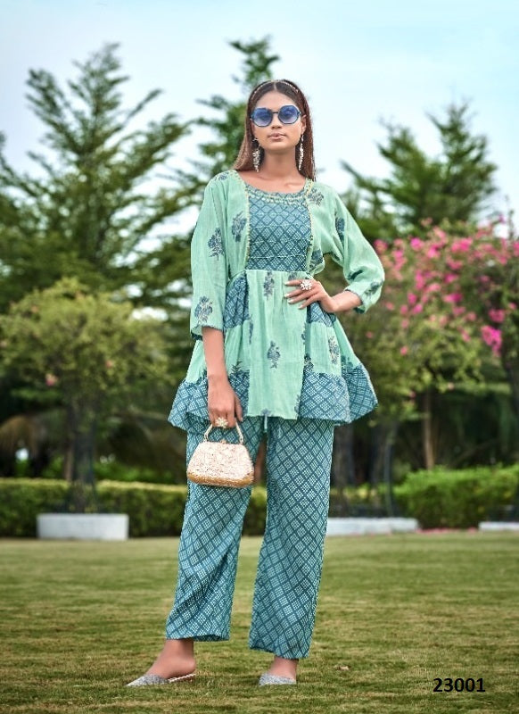 Aqua Georgette Indian Ethnic kurti with dupata