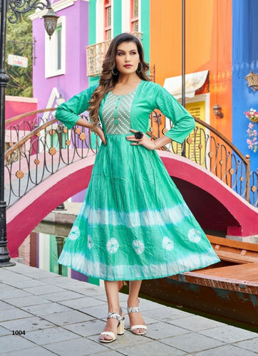 Aqua Georgette Indian Ethnic kurti with dupata