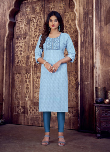 Aqua Georgette Indian Ethnic kurti with dupata