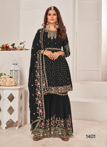 Black Georgette Indian women's salwar kameez with dupatta ready to wear