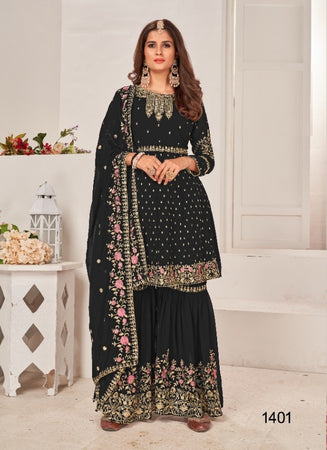 Black Georgette Indian women's salwar kameez with dupatta ready to wear
