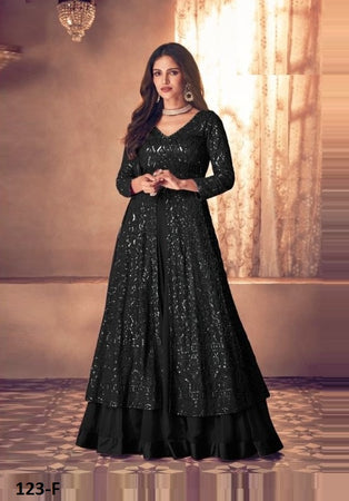 Black Georgette Indian women's salwar kameez with dupatta ready to wear