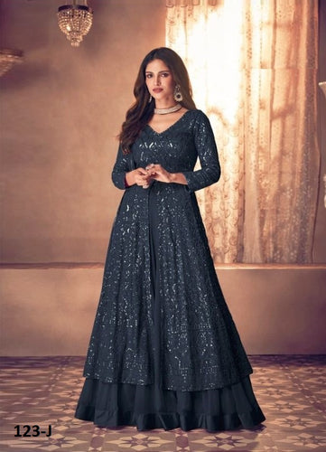 Black Georgette Indian women's salwar kameez with dupatta ready to wear