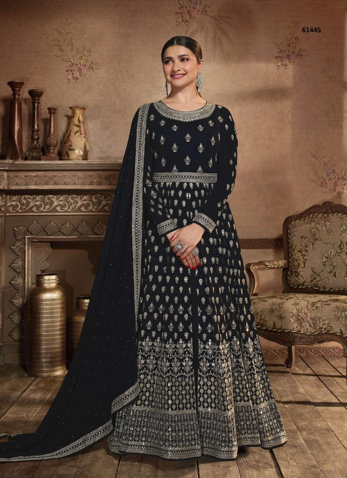 Black Georgette Indian women's salwar kameez with dupatta ready to wear