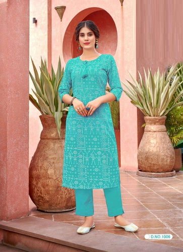 Aqua Georgette Indian Ethnic kurti with dupata