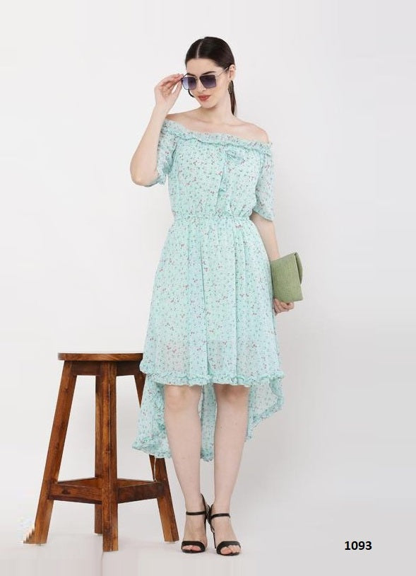 Aqua Georgette Indian Ethnic kurti with dupata