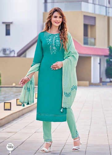 Aqua Georgette Indian women's salwar kameez with dupatta ready to wear